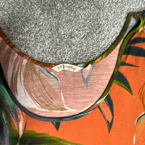 Soft Surroundings Maxi Dress Knit Ruffle Hem Fabiana Tropical  Hi-Low Sleeveless - Picture 6 of 13